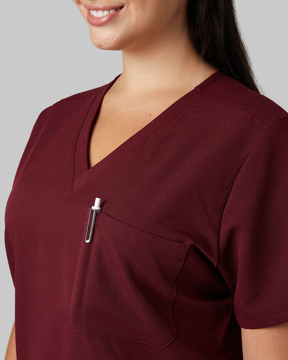 WOMEN'S CHEST POCKET V-NECK SCRUB TOP