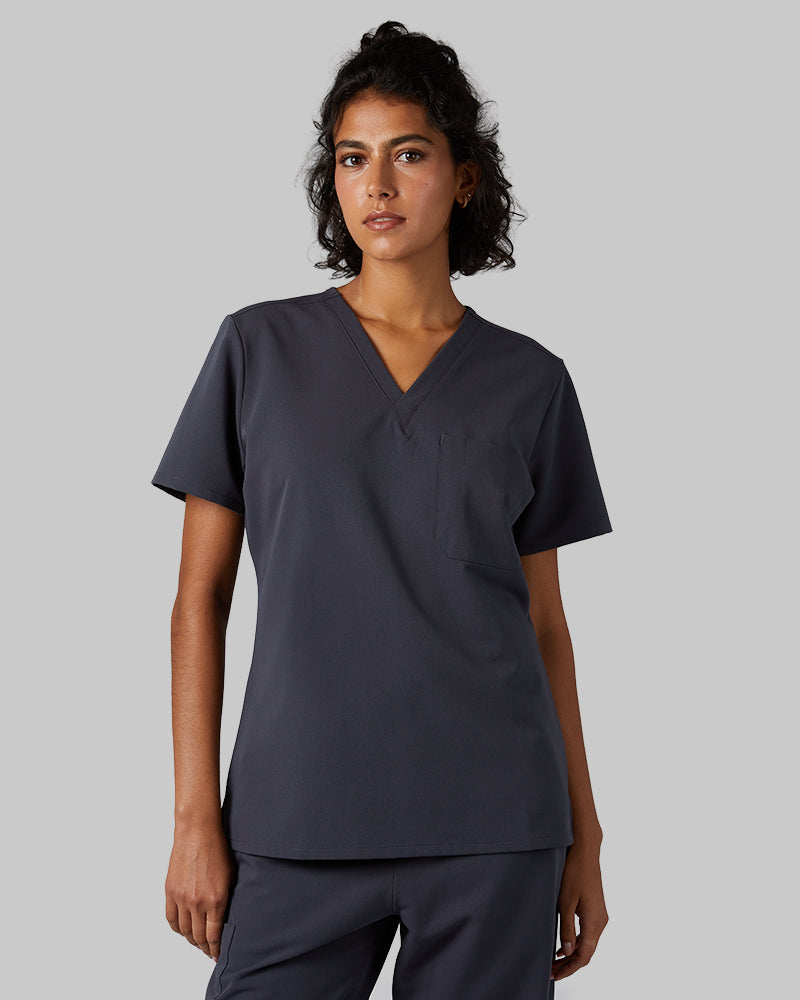 WOMEN'S CHEST POCKET V-NECK SCRUB TOP