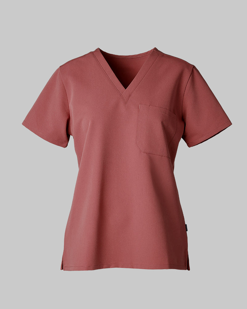 WOMEN'S CHEST POCKET V-NECK SCRUB TOP