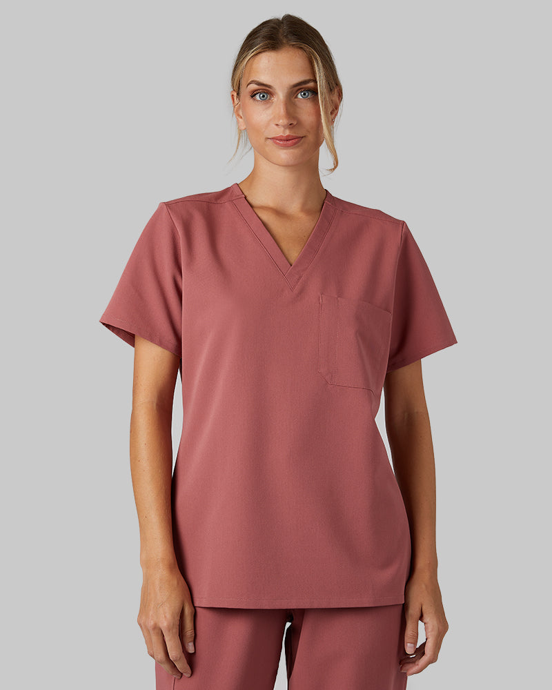 WOMEN'S CHEST POCKET V-NECK SCRUB TOP