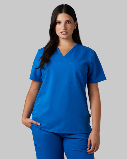 WOMEN'S CHEST POCKET V-NECK SCRUB TOP