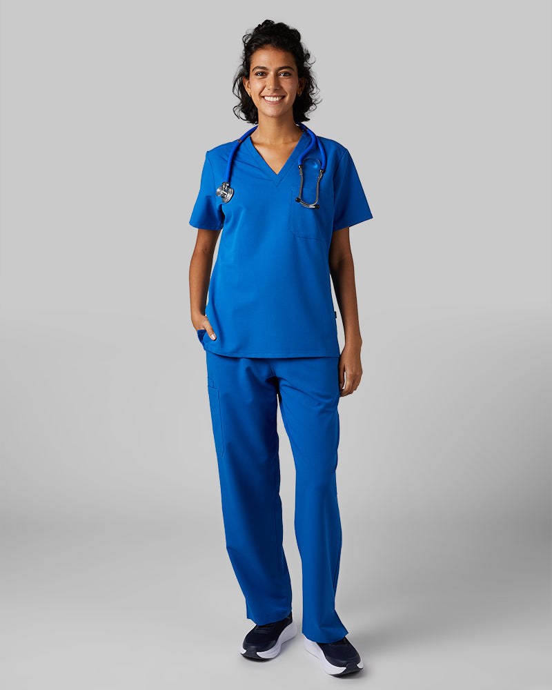 WOMEN'S CHEST POCKET V-NECK SCRUB TOP