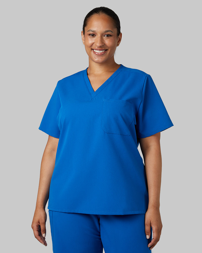 WOMEN'S CHEST POCKET V-NECK SCRUB TOP