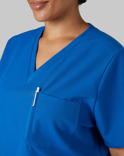 WOMEN'S CHEST POCKET V-NECK SCRUB TOP