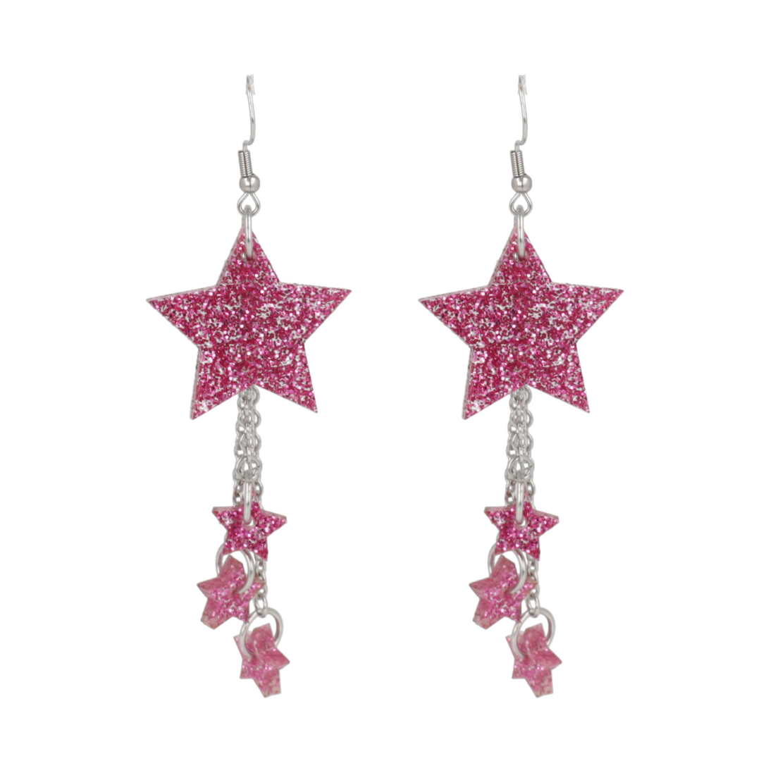 Pink Glitter Shooting Star Earrings