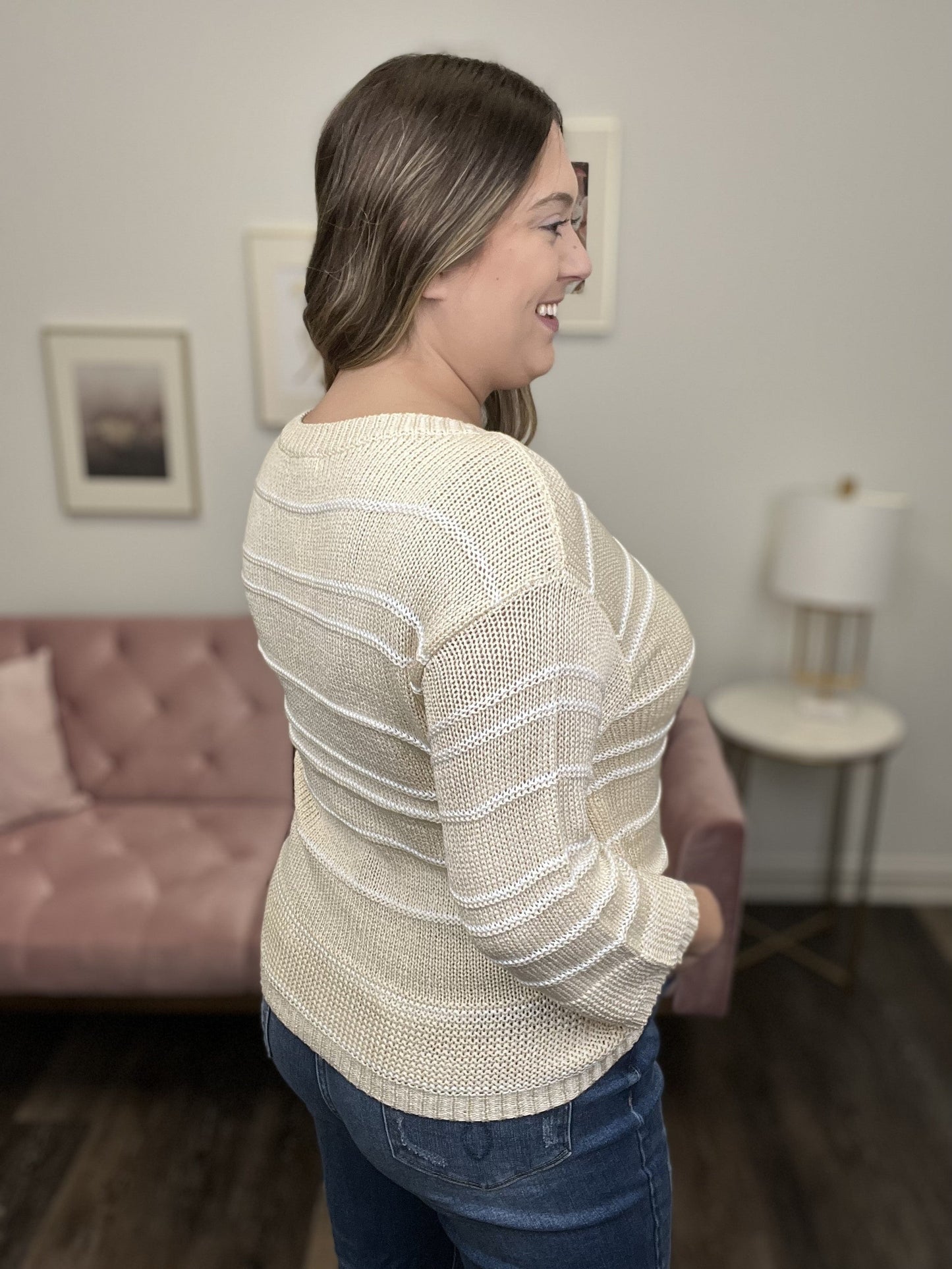 Go For It Women's Loose Cable Knit Bell Sleeve Sweater