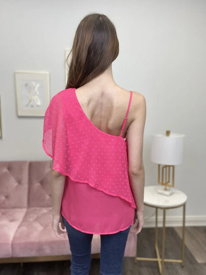 Long Gone Women's Swiss Dot Off The Shoulder Top