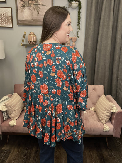 Pop To The Scene Women's Peplum Long Sleeve Top