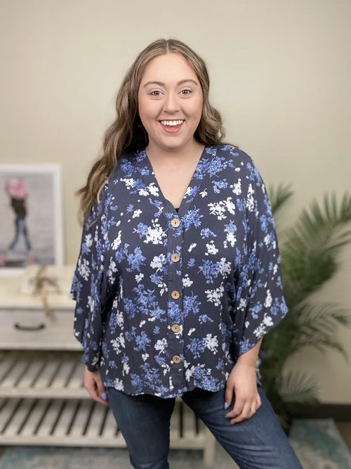 Yours To Keep Women's Hi-Lo 3/4 Kimono Sleeve Top