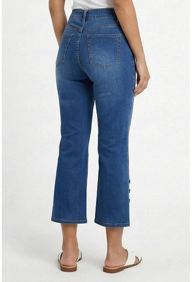 Ethyl Capri Button Crop - Solar Flare