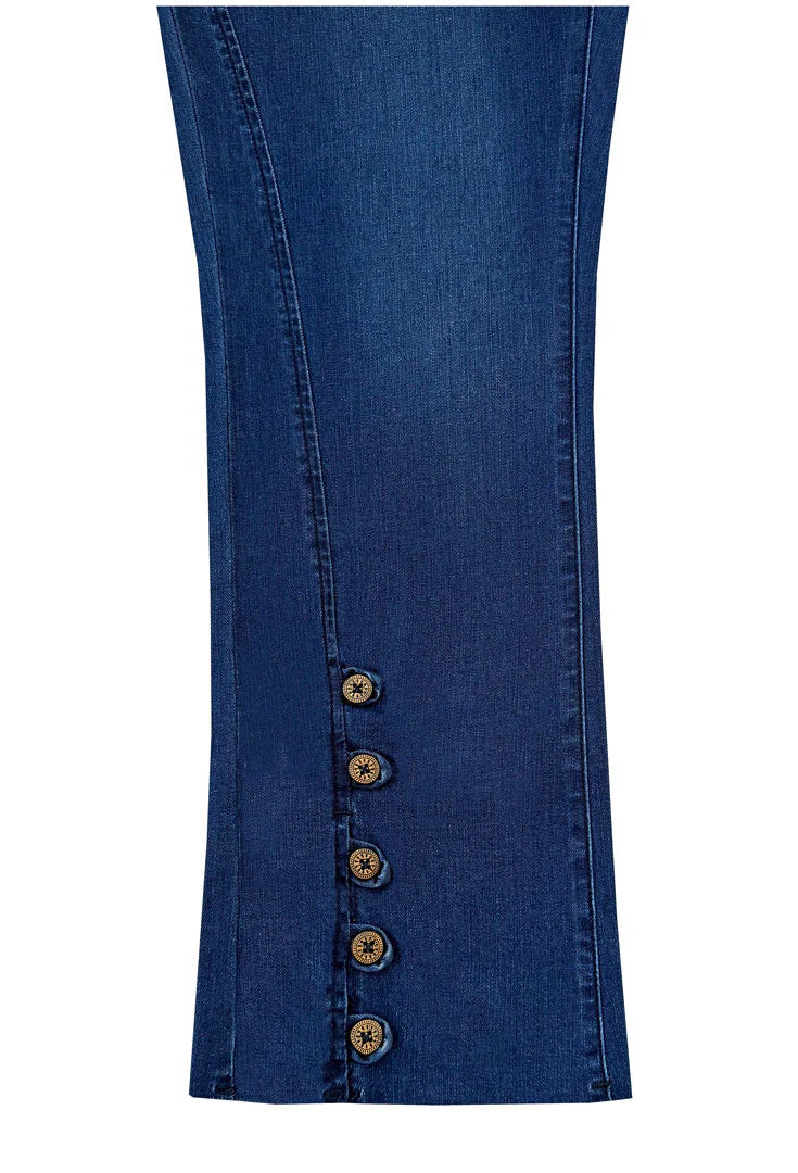 Ethyl Capri Button Crop - Solar Flare