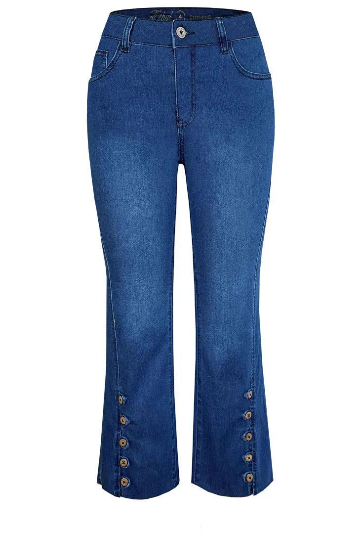 Ethyl Capri Button Crop - Solar Flare