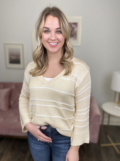 Go For It Women's Loose Cable Knit Bell Sleeve Sweater