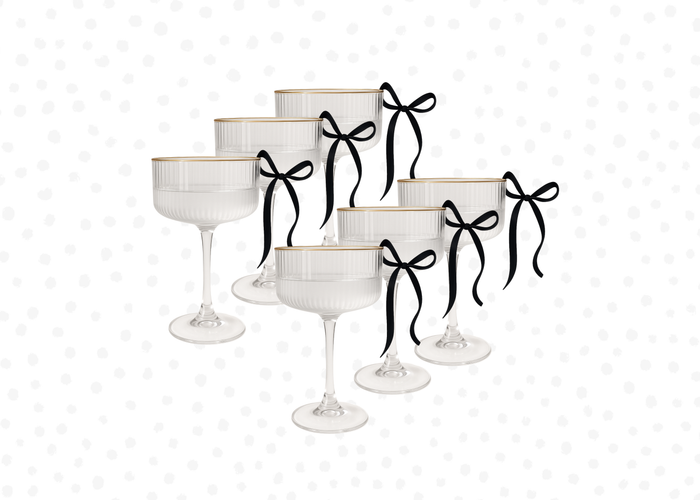 Black Bow Drink Charms Set of 6