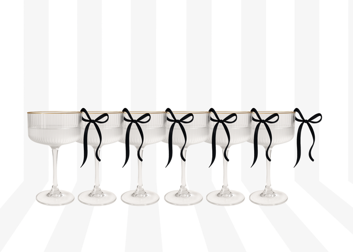 Black Bow Drink Charms Set of 6