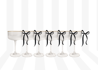 Black Bow Drink Charms Set of 6