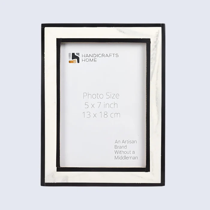 Handmade Black White Resin Inlay Picture Frame Layered Border 4x6 5x7