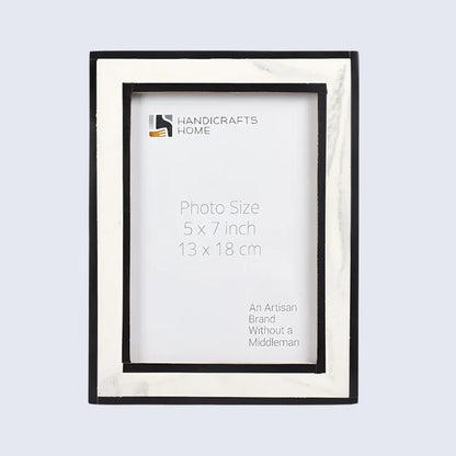 Handmade Black White Resin Inlay Picture Frame Layered Border 4x6 5x7