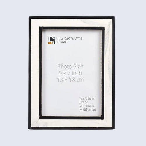 Handmade Black White Resin Inlay Picture Frame Layered Border 4x6 5x7