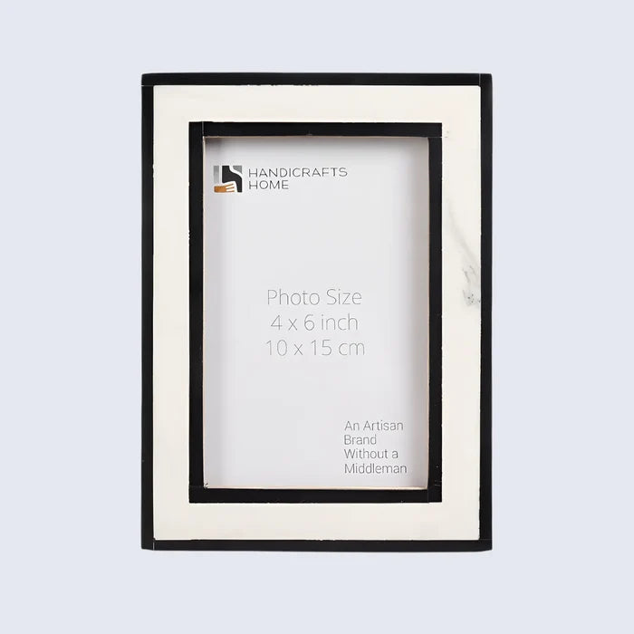 Handmade Black White Resin Inlay Picture Frame Layered Border 4x6 5x7
