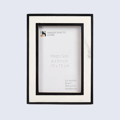 Handmade Black White Resin Inlay Picture Frame Layered Border 4x6 5x7