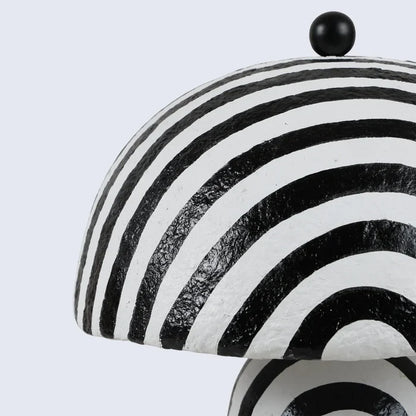 Black & White Striped Paper Mache Table Lamp – 19" x 12"