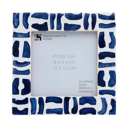 Handmade Blue White Picture Frames - Mosaic Bone & Resin Inlay - 4x4 4x6 5x7 8x10, for tabletop or wall display