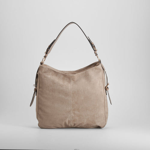 Bolso hombro efecto antelina beige PICCOLA PIU