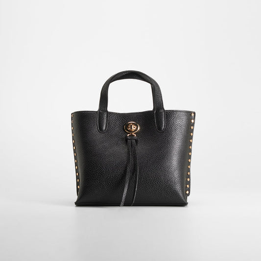 Bolso negro asas tachas doradas PICCOLA PIU