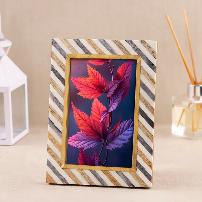Bone Brass Inlay Picture Photo Frame 4x6 5x7 Tabletop Wall