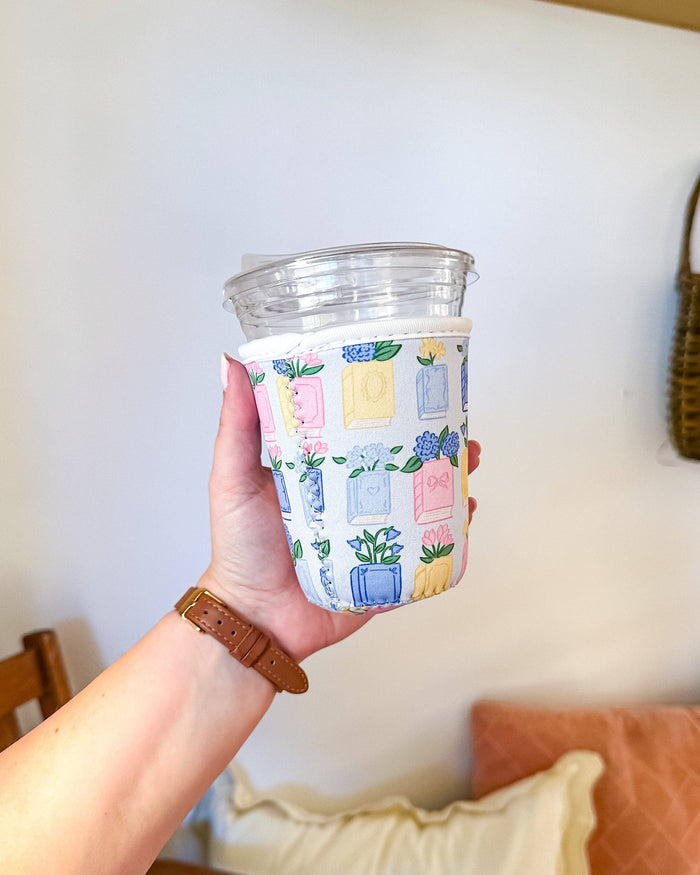 Books & Hydrangeas Reusable Coffee Sleeve Books & Hydrangeas Reusable Coffee Sleeve Home
