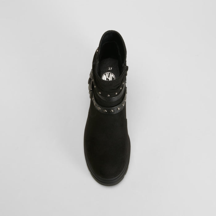 Botín tacón track straps negro NYC