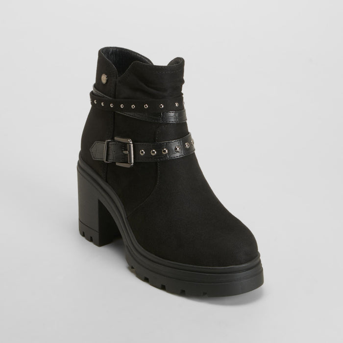 Botín tacón track straps negro NYC