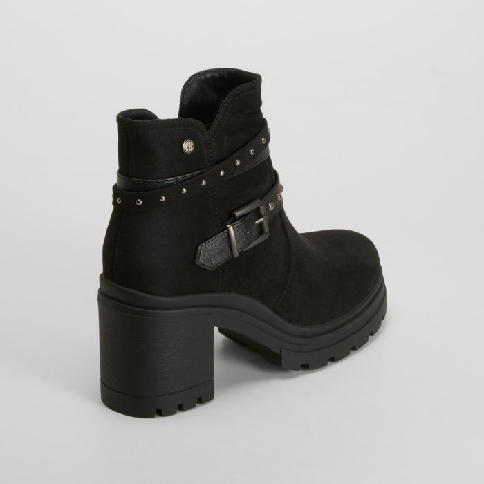 Botín tacón track straps negro NYC
