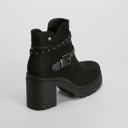 Botín tacón track straps negro NYC