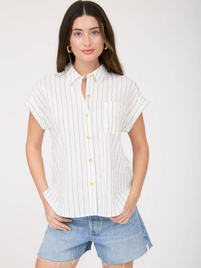 Breezy Stripe Button Down Shirt Breezy Stripe Button Down Shirt Tops