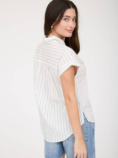 Breezy Stripe Button Down Shirt Breezy Stripe Button Down Shirt Tops