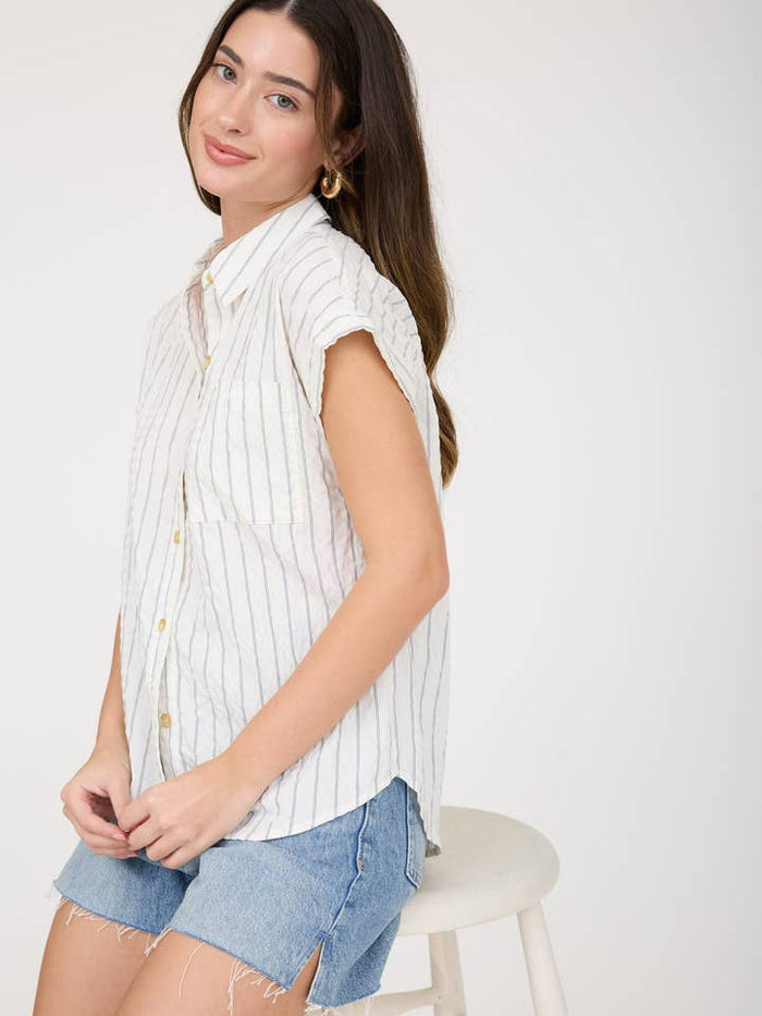 Breezy Stripe Button Down Shirt Breezy Stripe Button Down Shirt Tops