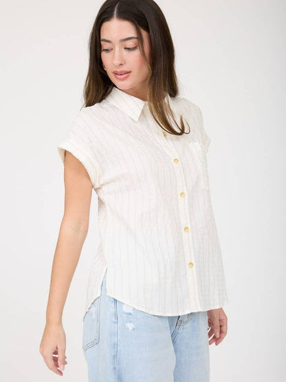 Breezy Stripe Button Down Shirt Breezy Stripe Button Down Shirt Tops