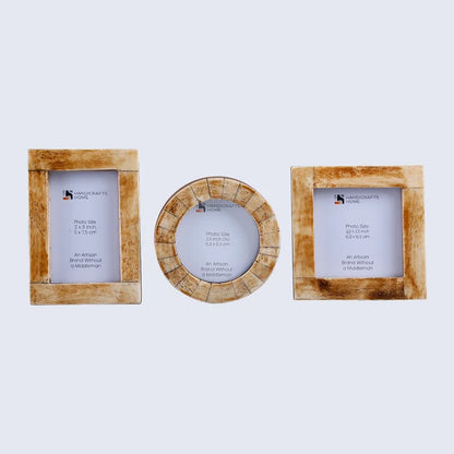 Brown Bone Inlay Mini Picture Frame Set of 3 | Baby Keepsake Collection