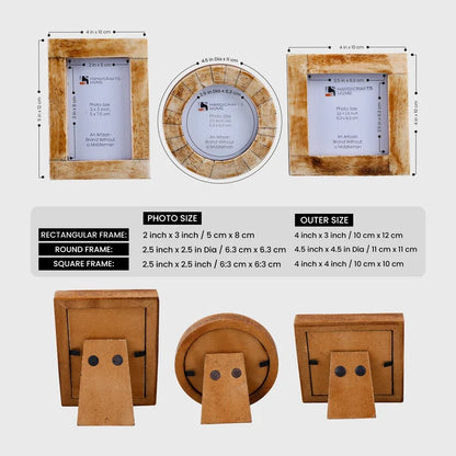 Brown Bone Inlay Mini Picture Frame Set of 3 | Baby Keepsake Collection