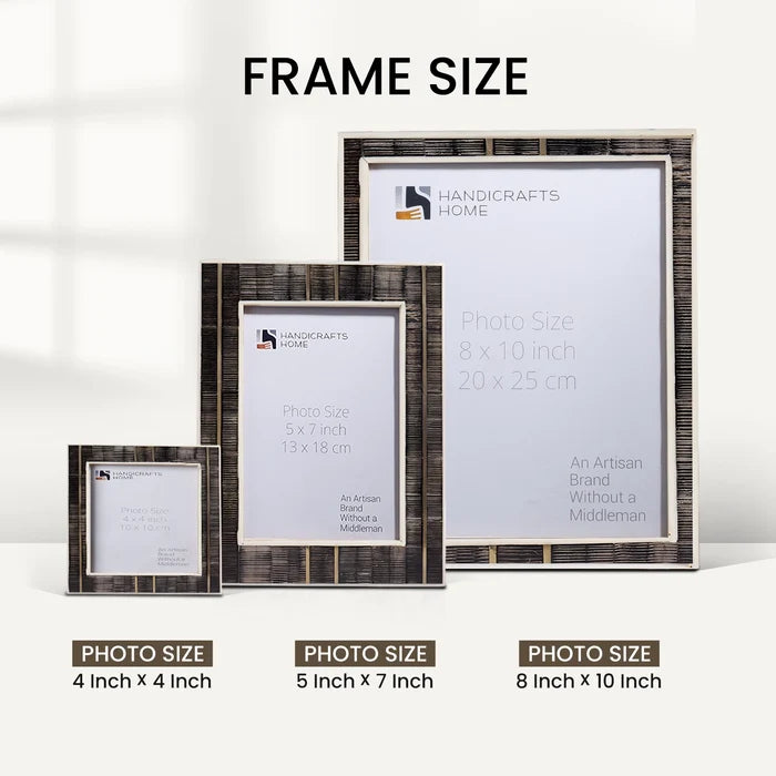 Brown Horn Inlay Picture Frame Set with Brass Stripe Detail ( 5 Pieces)