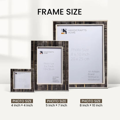 Brown Horn Inlay Picture Frame Set with Brass Stripe Detail ( 5 Pieces)