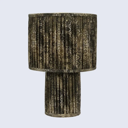 Handmade Brown Pleated Fabric Table Lamp in 15" - Cotton Lampshades, for ambient lighting