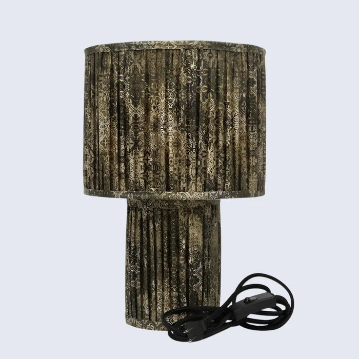 Brown Pleated Fabric Table Lamp in 15" - Cotton Lampshades