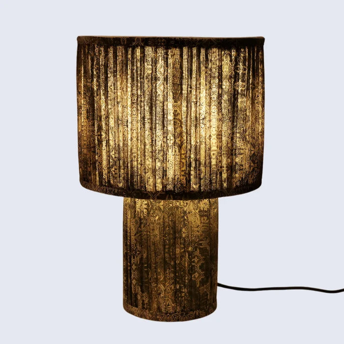 Brown Pleated Fabric Table Lamp in 15" - Cotton Lampshades