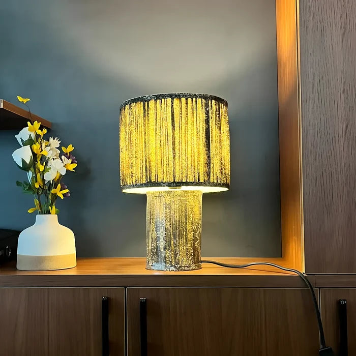 Brown Pleated Fabric Table Lamp in 15" - Cotton Lampshades