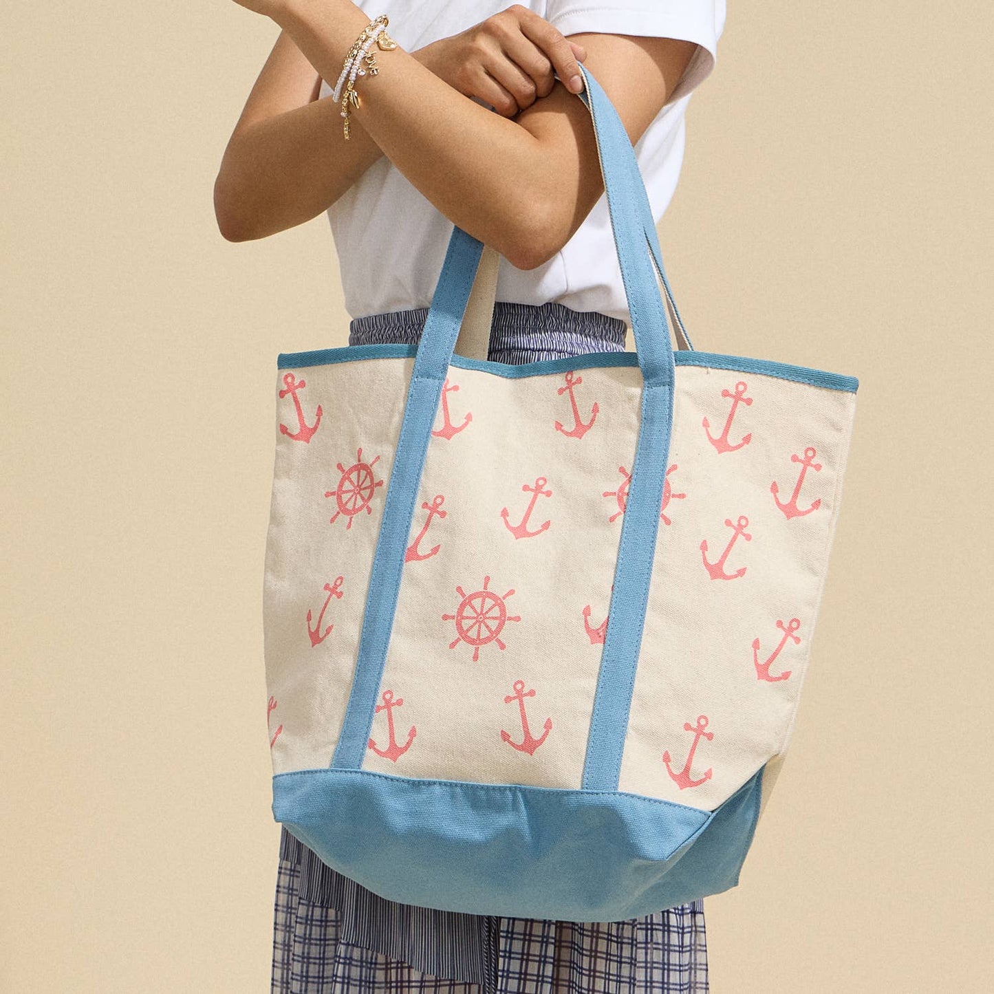 Anchor Wheel Printed Tote Bag