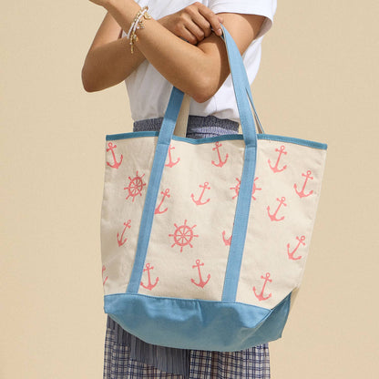 Anchor Wheel Printed Tote Bag