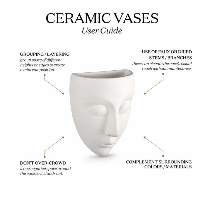 Ceramic Vase For Mystiface Modern Small, White Flower Vase - Mystiface